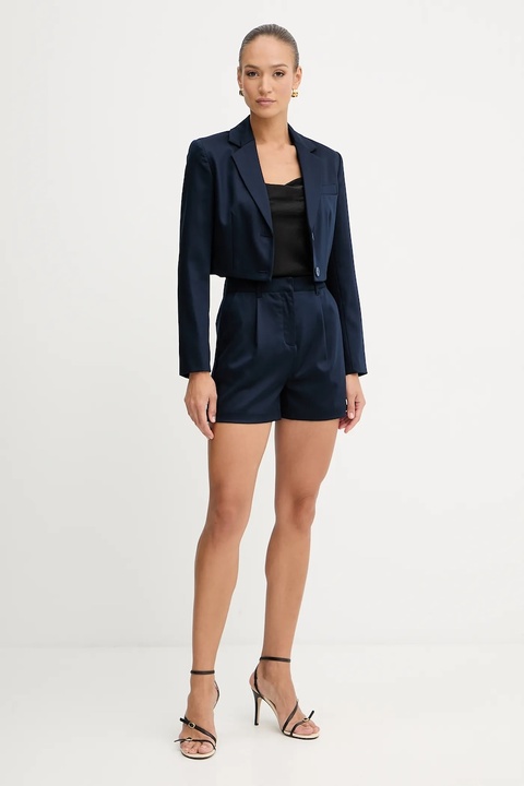 Guess szorty APOLLINE damskie kolor granatowy gładkie high waist W5YD13 WHG92 - zdjęcie produktu nr 2