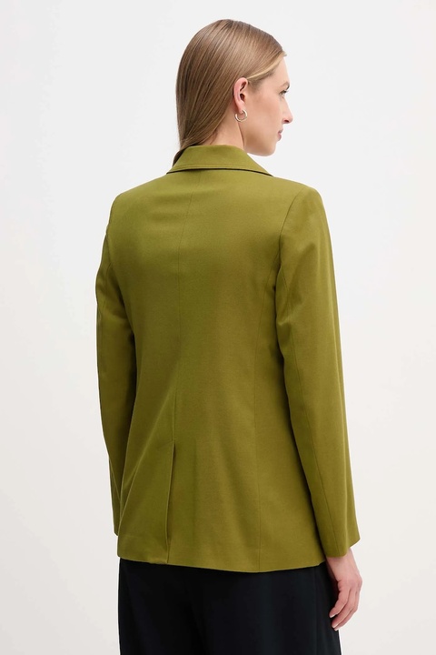 United Colors of Benetton marynarka z domieszką wełny kolor zielony dwurzędowa gładka 2YVXDW03A - zdjęcie produktu nr 2
