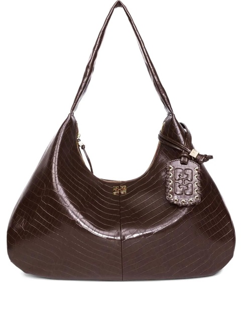 GANNI crocodile-embossed shoulder bag - Brown - zdjęcie produktu nr 1