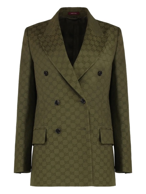 Gucci GG-pattern padded-shoulder blazer - Green - zdjęcie produktu nr 1