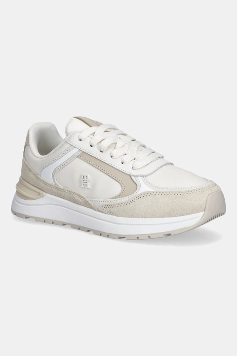 Tommy Hilfiger sneakersy skórzane CASUAL FASHION RUNNER LTR damskie kolor beżowy FW0FW08832 - zdjęcie produktu nr 1