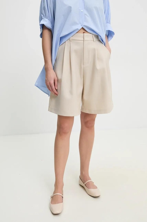 Answear.LAB szorty damskie kolor beżowy gładkie high waist - zdjęcie produktu nr 1