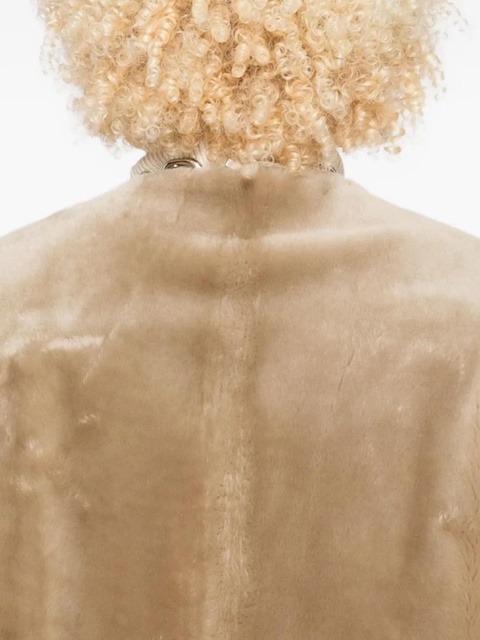 TOTEME collarless shearling coat - Neutrals - zdjęcie produktu nr 2