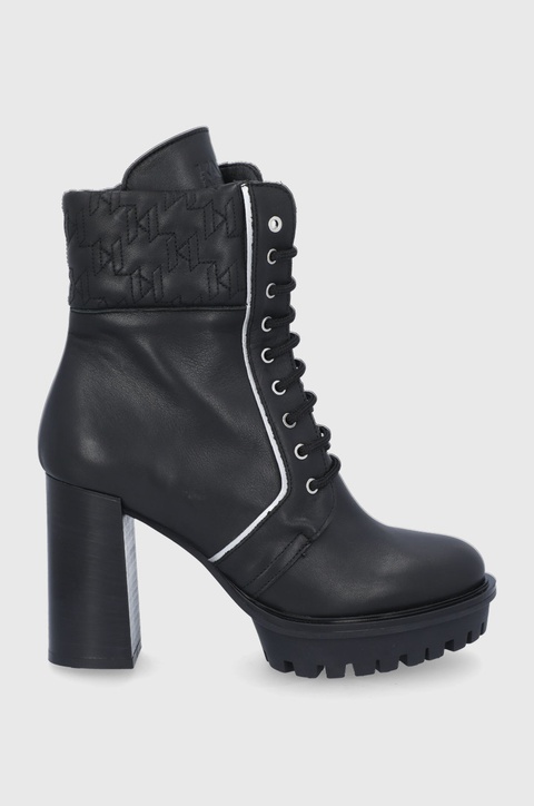 Karl Lagerfeld Botki skórzane Voyage IV KL30140.Black.Lthr damskie kolor czarny na słupku - zdjęcie produktu nr 1