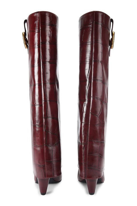 Kurt Geiger London kozaki skórzane Fold Over Tall Boot damskie kolor brązowy na słupku 5022354419 - zdjęcie produktu nr 2