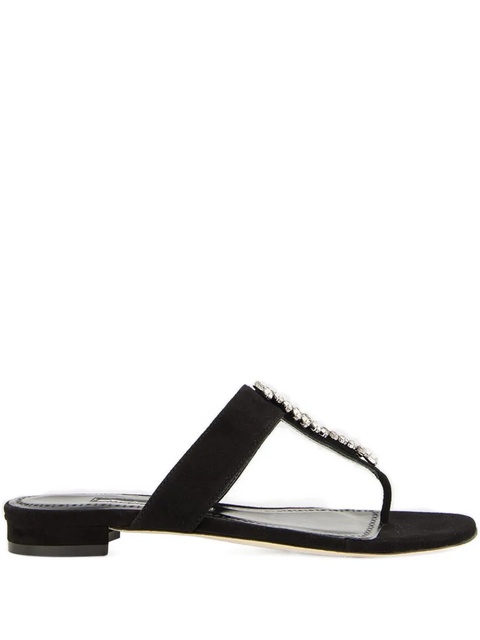 Manolo Blahnik crystal-embellished flat sandals - Black - zdjęcie produktu nr 1