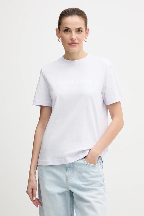 Calvin Klein Jeans t-shirt bawełniany damski kolor fioletowy LV047C912G - zdjęcie produktu nr 1