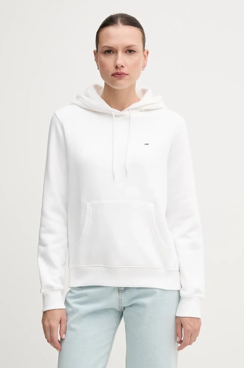 Tommy Jeans bluza damska kolor biały z kapturem gładka DW0DW19958 - zdjęcie produktu nr 1
