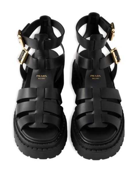 Prada 55mm leather buckle-strap sandals - Black - zdjęcie produktu nr 2