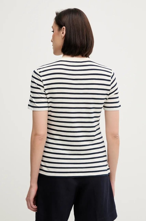 Tommy Hilfiger t-shirt bawełniany damski kolor beżowy WW0WW44559 - zdjęcie produktu nr 2
