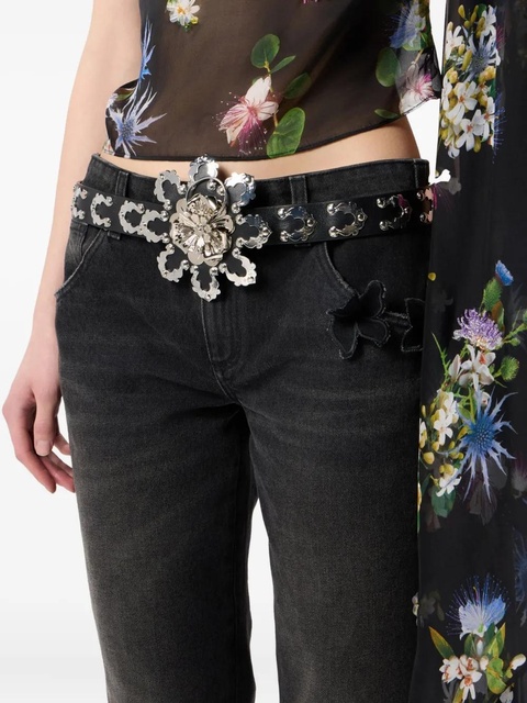 Blumarine flower-appliqué leather belt - Black - zdjęcie produktu nr 2