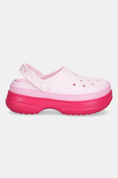 Crocs klapki Classic Stacked Clog damskie kolor różowy na platformie 211355 - zdjęcie produktu nr 1