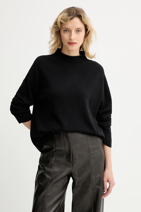 Marc O'Polo sweter z dodatkiem wełny damski kolor czarny lekki z półgolfem 509511860481 - zdjęcie produktu nr 1