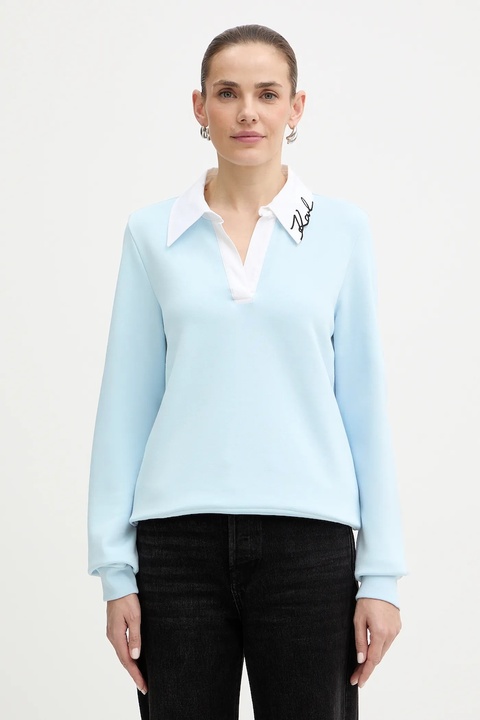 Karl Lagerfeld bluza damska kolor niebieski gładka B1W20020 - zdjęcie produktu nr 1