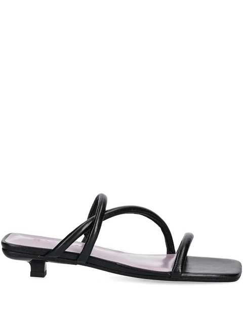 BY FAR 35mm leather-wrapped kitten-heel slides - Black - zdjęcie produktu nr 1