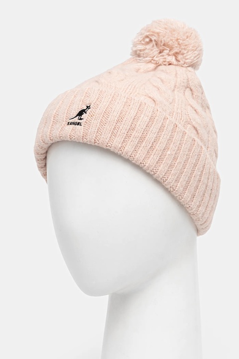 Kangol czapka z domieszką wełny POMPOM kolor różowy K4460SM.LP683 - zdjęcie produktu nr 2