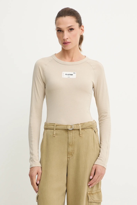 G-Star longsleeve bawełniany kolor beżowy D27740.D961 - zdjęcie produktu nr 1