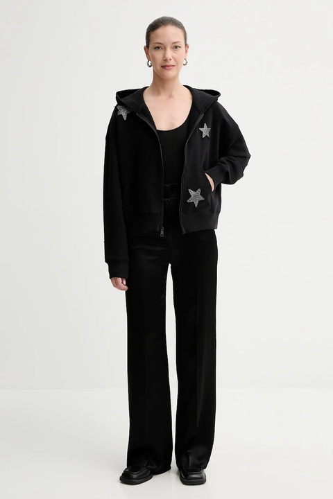 ZADIG&VOLTAIRE bluza damska kolor czarny z kapturem z aplikacją JWSS01666 - zdjęcie produktu nr 1