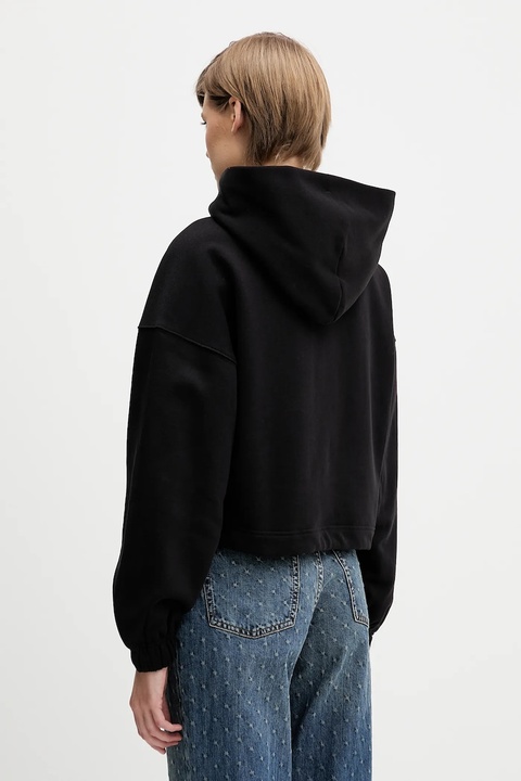 Tommy Jeans bluza bawełniana damska kolor czarny z kapturem z nadrukiem DW0DW21607 - zdjęcie produktu nr 2