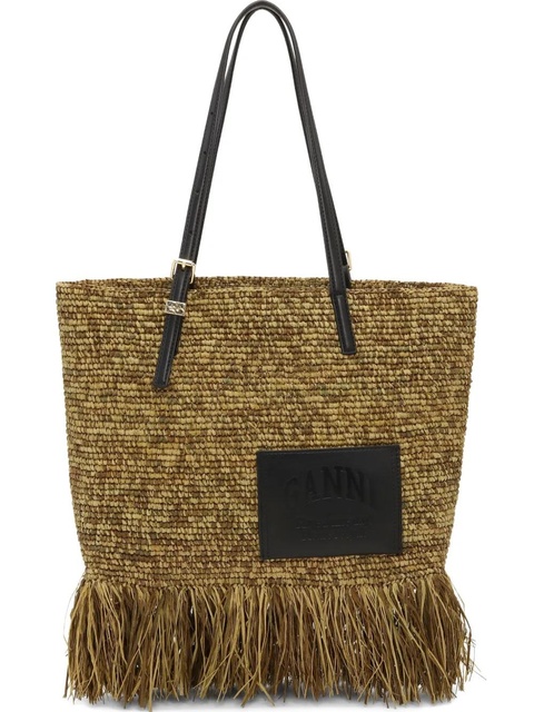 GANNI raffia tote bag - Neutrals - zdjęcie produktu nr 1