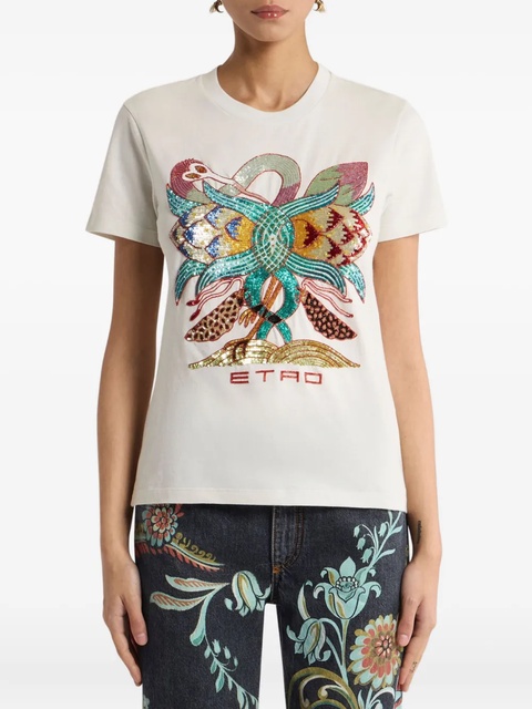 ETRO embellished floral-print T-shirt - White - zdjęcie produktu nr 2