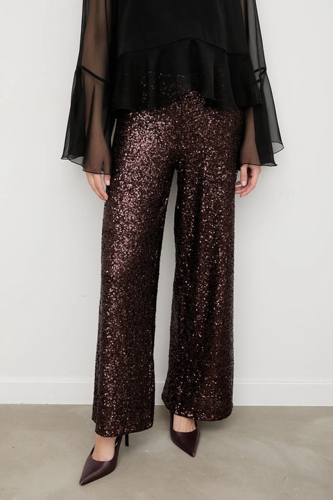 Answear.LAB spodnie damskie kolor brązowy szerokie high waist - zdjęcie produktu nr 1