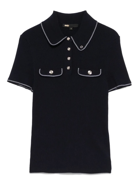 Maje contrast-trim polo shirt - Blue - zdjęcie produktu nr 1