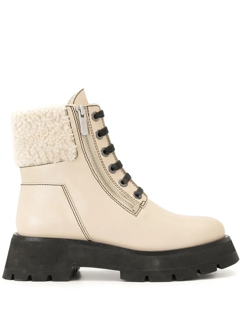 3.1 Phillip Lim shearling-trimmed leather ankle boots - Neutrals - zdjęcie produktu nr 1