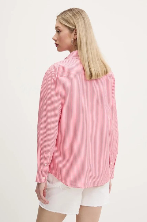 Tommy Jeans koszula bawełniana damska kolor różowy relaxed z kołnierzykiem klasycznym DW0DW20290 - zdjęcie produktu nr 2