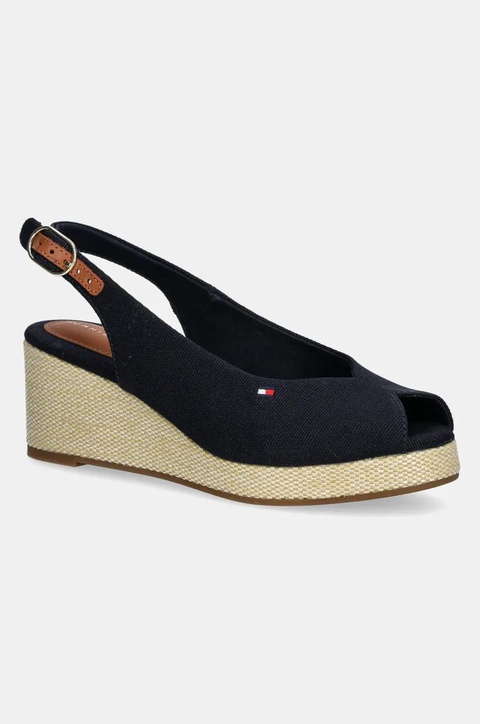 Tommy Hilfiger sandały FLAG MID WEDGE ESPAD SLINGBACK kolor granatowy FW0FW08595 - zdjęcie produktu nr 1