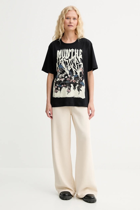 MUNTHE t-shirt bawełniany PRIZE damski kolor czarny 252110325260 - zdjęcie produktu nr 2