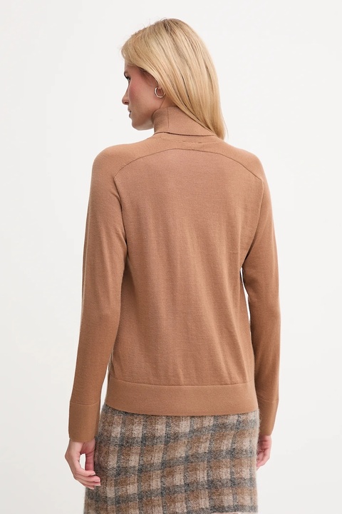 United Colors of Benetton sweter wełniany damski kolor brązowy lekki z golfem 11AHD203Y - zdjęcie produktu nr 2