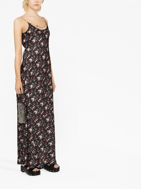 Rabanne floral-print chain-link maxi dress - Black - zdjęcie produktu nr 2