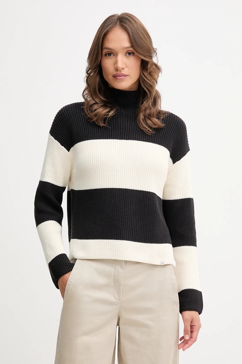 Calvin Klein Jeans sweter bawełniany damski kolor czarny ciepły z półgolfem LV047D353G - zdjęcie produktu nr 2