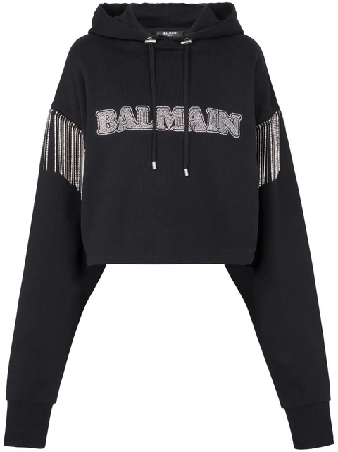 Balmain fringed organic-cotton hoodie - Black - zdjęcie produktu nr 1