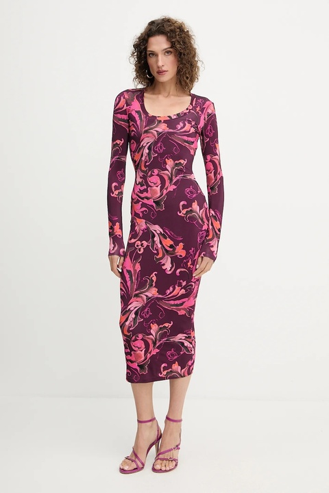 Versace Jeans Couture sukienka kolor bordowy midi dopasowana 79HAO920 JS500 - zdjęcie produktu nr 1