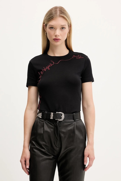 Desigual t-shirt CHARLY damski kolor czarny 25WWTK08 - zdjęcie produktu nr 1
