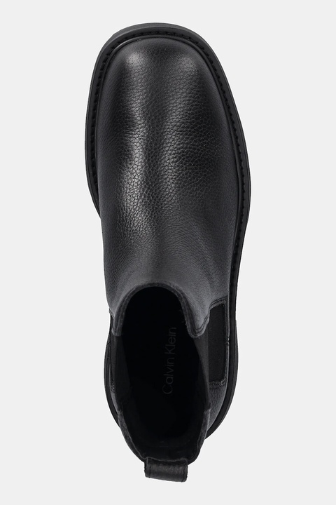 Calvin Klein sztyblety skórzane CHUNKY CHELSEA BOOT LTH kolor czarny na płaskim obcasie YW0YW02072 - zdjęcie produktu nr 2