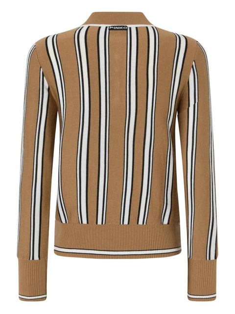 PINKO striped polo-neck cardigan - Brown - zdjęcie produktu nr 2
