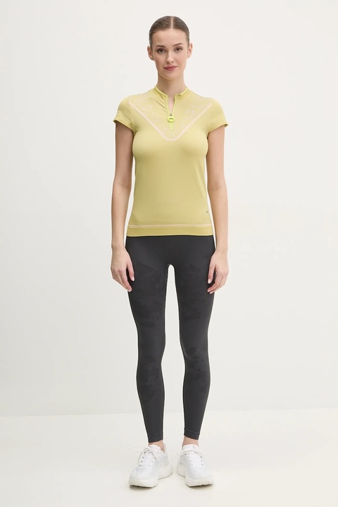 adidas by Stella McCartney t-shirt treningowy TrueNature kolor zielony z półgolfem JG1010 - zdjęcie produktu nr 2
