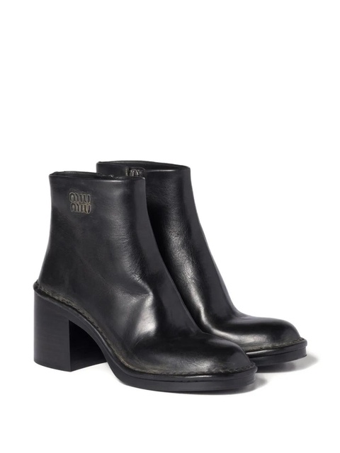 Miu Miu 70mm leather ankle boots - Black - zdjęcie produktu nr 2