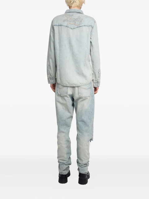 Zadig&Voltaire Saby stud-embellished denim shirt - Blue - zdjęcie produktu nr 2