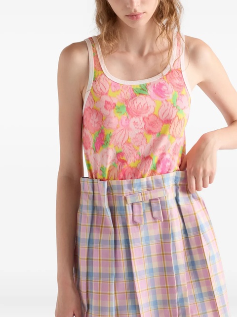 Prada floral-print ribbed tank top - Pink - zdjęcie produktu nr 2
