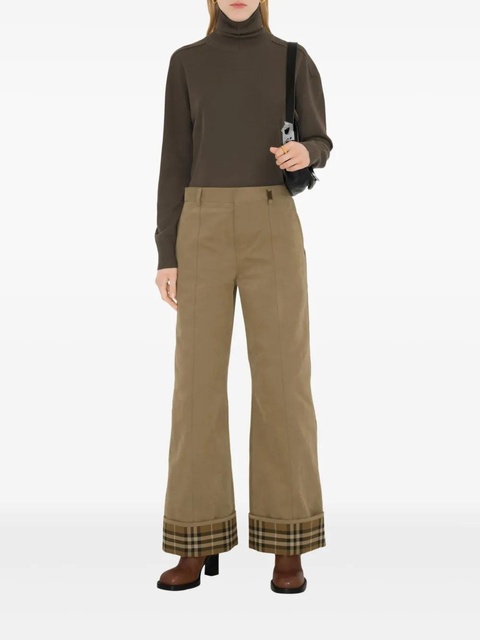 Burberry check-trim wide-leg trousers - Neutrals - zdjęcie produktu nr 2