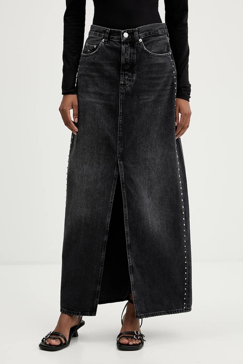 Tommy Jeans spódnica jeansowa kolor czarny maxi prosta DW0DW21576 - zdjęcie produktu nr 1