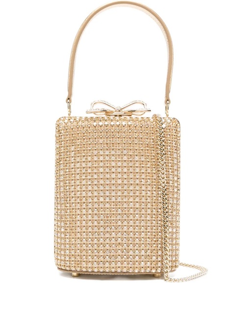 Self-Portrait crystal-embellished bow-detail mini bag - Yellow - zdjęcie produktu nr 1