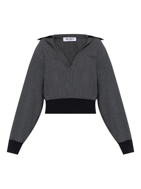 The Attico banded-cuff collared top - Grey - zdjęcie produktu nr 1