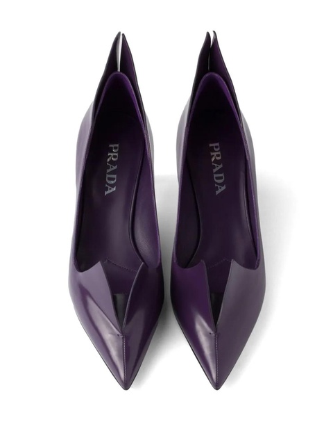 Prada 55mm brushed leather pumps - Purple - zdjęcie produktu nr 2