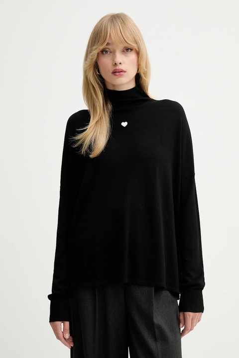MAX&Co. sweter wełniany damski kolor czarny lekki z golfem 2528366024200 - zdjęcie produktu nr 1