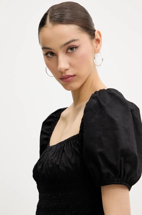 Tommy Jeans sukienka bawełniana kolor czarny mini rozkloszowana DW0DW21334 - zdjęcie produktu nr 2